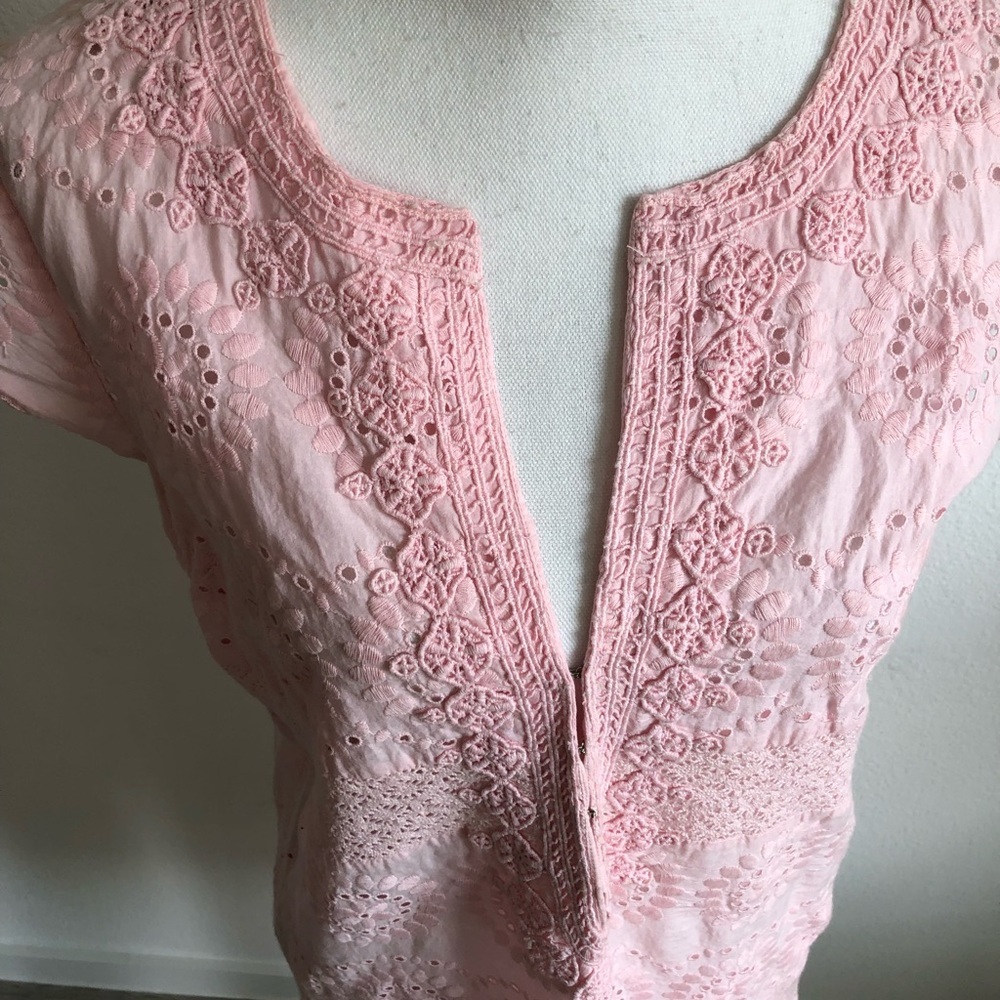 Calypso St. Barth Rondinara Pink Eyelet Dress Small - Picture 4 of 5
